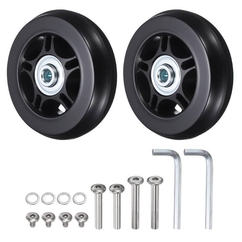 lot 53583 image: HiPicco Luggage Suitcase Replacement Wheels, 60x24mm Rubber Swivel Caster Bearings Repair Kit - Include 2 PU Bearing Wheels & Washers, Wrenches & Axle Screw for Trolley Bag, Caster Board