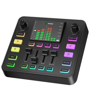 lot 23840 image: Pupgsis Gaming Audio Mixer, Usb Audio Interface for pc,14 TRS Dynamic Mic interface,Sound Board With voice changer, Pro-Preamp, Noise Cancellation, RGB, Bluetooth For StreamingPodcastingGaming