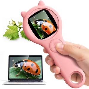 lot 23843 image: Portable Handheld Mini Digital Microscope for Kids - Educational Science Toys, Christmas & Birthday Gifts for Age 5 6 7 8 9 10 11 12 Girls & Boys (Pink)