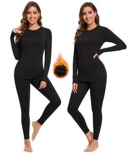 lot 23849 image: BESTENA Thermal Underwear for Women Base Layer Cold Weather Thermal Set Long Johns Women Thermal Set 2 Sets Small Black