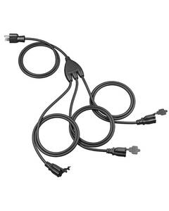 lot 23869 image: DEWENWILS Outdoor Extension Cord 1 to 3 Splitter, Total 12FT, 13A 125V 1625W 163C SJTW Extension Cord Outdoor, Heavy Duty Extension Cord for Holiday Decorations, Outdoor String Light, ETL
