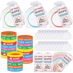 lot 29207 image: Liliful 72 Pcs Motivational Wristbands Gifts Set for Students, Class Gifts in Bulk Colored Inspirational Silicone Bracelets with Inspirational Cards Organza Bags Classroom Goodie Bag Fillers