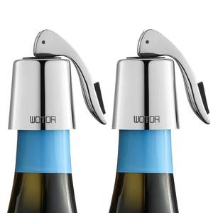 lot 29217 image: WOTOR Stainless Steel Wine Bottle Stoppers with Silicone - Reusable Wine Saver and Decorative Bottle Sealer, Leakproof, Keep Fresh, Silver, 2 Pack