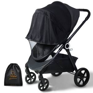 lot 29219 image: Orzbow Baby Mosquito Net with Sun Shade UPF50 for Stroller, Universal Stroller Mosquito Netting Privacy Cover with Two-Way Zipper and Storage Bag for Car Seats, Bassinets, Cradles, Mini Cribs, Black