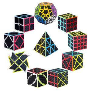 lot 29227 image: Roxenda Speed Cube Set of 10 - 2x2 3x3 4x4 Skew Ivy Axis Fisher Megaminx Pyramid and Windmill - Carbon Fiber Sticker Magic Collection, Educational Toys for Children and Adults