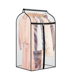 lot 29232 image: TEMUORG Hanging Garment Bag for Closet Winter Clothes Storage with Clear Window Coat Rack Cover Large Clothing Bags with Zipper Dust Proof Dress Protector (Small)