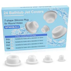 lot 29238 image: 24 PCS Bathtub Jet Covers Silicone Hole Plug White Tube Plugs 4 Sizes Waterproof Bathtub Plug Fit for 12mm 14mm 16mm 22-23mm Bathtub Hole