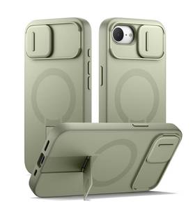 lot 29239 image: SURITCH for iPhone 16e Case with Magnetic Camera Slide Cover and Adjustable Kickstand, Compatible with MagSafe, Shockproof Bumper Case Slim Protective Cover 6.1 Inch,Green