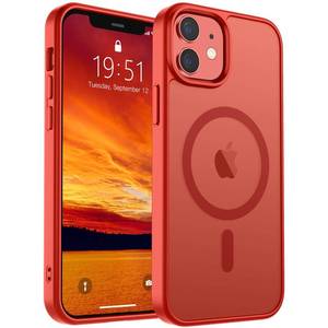 lot 29242 image: SUPFINE Magnetic for iPhone 12 CaseiPhone 12 Pro Case (Compatible with MagSafe)(Military Grade Drop Protection) Slim Translucent Matte Shockproof with Anti-Fingerprint Phone Case,Red
