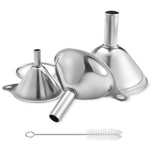 lot 29243 image: Metal Stainless Steel Funnel, Large Medium Small Funnel Set of 3, Food Grade Mini Kitchen Funnels for Transferring Essential Oils, Liquid, Fluid, Small Funnels for Filling Bottles Flask Cooking