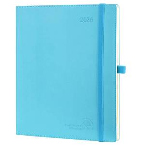 lot 29244 image: POPRUN 2026 Planner (Large - 8.5 x 10.5) - 2026 Weekly Calendar (Jan. 2026 - Dec. 2026) with Hourly Time Slots, WeeklyMonthly Appointment Book for Time Management - Leather Soft Cover - Blue Green