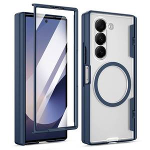 lot 29246 image: Maxdara for Z Fold 6 Magnetic Case, with Hinge Protection Built-in Screen Protector Compatible with Magsafe Translucent Shockproof Cover for Samsung Galaxy Z Fold 6 (Blue)
