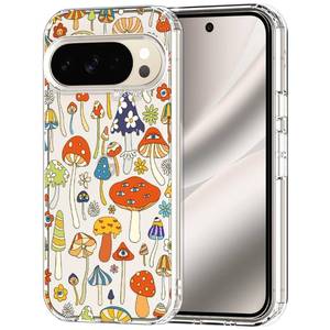 lot 39335 image: MOSNOVO Case for Google Pixel 10 Pro XL, Buffertech 6.6ft Military-Grade Drop Protection Anti Peel Off Tech Clear TPU Bumper Phone Case Cover Design - Mushroom Art