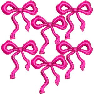 lot 39338 image: 6pcs Hot Pink Bow Balloons Pink Bow Balloons for Babi Pink Bow Birthday Party Hot Pink Birthday Decorations for Women Girl Baby Shower Decorations Coquette Theme Party Christmas Decor Supplies