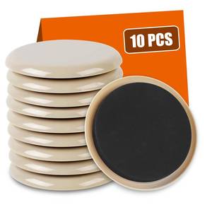 lot 39343 image: Furniture Sliders, 3 12 Furniture Sliders for Hardwood Floors, Reusable for Carpet, Heavy Duty Furniture Movers Sliders, Carpet, Floor Protectors (Beige) 10 pcs