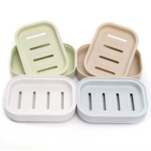lot 39353 image: BAOKUANHU 4 Pack Plastic Soap Dish, Soap Container, Double Layer Draining Soap Holder for Shower, Bathroom or Kitchen, C-0060