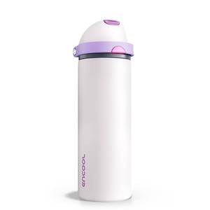 lot 39355 image: Insulated Water Bottle with Straw - Encool Stainless Steel Water Bottle with Push Button Lid, Leak-Proof & BPA-Free, Keeps Cold for 24 Hours for Sports, Travel, Gym (24 oz, Oyster Pink)