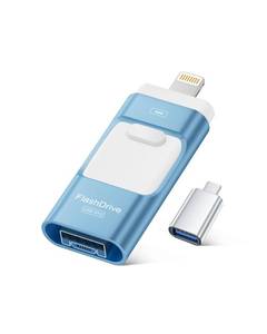 lot 39356 image: MFi Certified 256GB iPhone Flash Drive, Photo Stick Memory Stick for iPhone iPad, USB Thumb Drive for Photos Videos Transfer & Backup, External Storage Compatible for iPhoneAndroidPCMac (Blue)