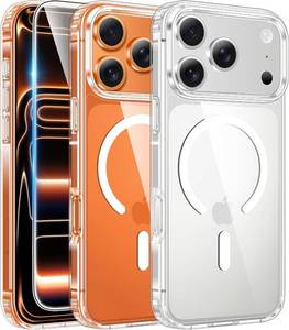 lot 39362 image: FNTCASE for iPhone 17 Pro-Max Case Clear Magnetic Phone Cases with Screen Protector Compatible with Magsafe Slim Anti Yellowing Rugged Shockproof Protective Transparent Cell Cover (A-Clear)