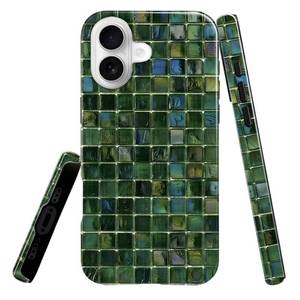 lot 39364 image: Case for iPhone 17, Lustrous 2-Layer Durable Case for Girl Women,Green Toned Glass Tiles