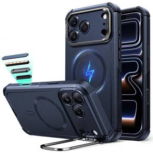 lot 39372 image: ESR for iPhone 17 Pro Max Case with Stash Stand, 7X Military-Grade Drop Protection with Camera Control, Shock-Absorbing Phone Rugged Cover, Compatible with MagSafe Accessories, Cyber Series, Blue