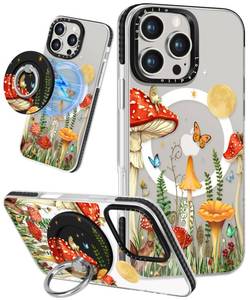 lot 39374 image: Lotadilo Case for iPhone 16 Pro Case Compatible with Magsafe Ring Holder Stand - for Women Butterfly Mogu Design TPU Phone Cover for Girls Girly Funny Fashion