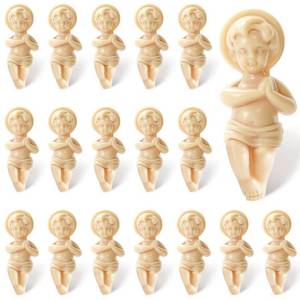 lot 39379 image: ZYFLSQ 18 Pcs King Cake Baby Jesus Figure, 1.5 Inch Plastic Jesus Doll with Gift Bag, Mini Nativity Figurines for Mardi Gras Party King Cake Babies Toppers Decorations Epiphany Gifts