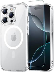 lot 39381 image: Temdan for iPhone 16 Pro Case Clear with Screen Protector, Compatible with Magsafe, Anti-Yellowing, Military-Grade Protection, Shockproof Slim Magnetic Phone Case Cover, Transparent