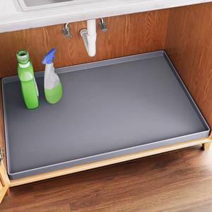 lot 39382 image: FLATO Waterproof Under Sink Mat 34 x 22 Shelf Liner for Kitchen and Bathroom, Cabinet Protector, Organizers and Storage, Flexible Silicone Drip Tray