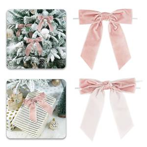 lot 39389 image: LIZLOVESS Dusty Rose Velvet Ribbon Christmas Bow 5 Inch Premade Dusty Pink Bows for Christmas Tree Hanging Decorations Gift Wrapping Wreaths Crafts Outdoor Indoor Home Decor Wedding, Pack of 12
