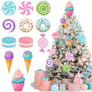 lot 39395 image: Pinkunn 12 Pcs 8 Large Pastel Christmas Candy Ornaments Christmas Tree Decorations Candy Lollipop Ice Cream Cake Ornaments for Xmas Tree Topper DIY Indoor Home Office Holiday Vase Gifts Party Decor