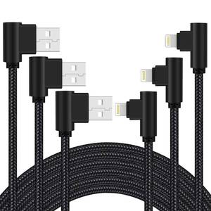 lot 39397 image: Osecet iPhone Charger 3 feet MFi Certified 3 Pack 90 Degree Nylon Braided Lightning Cable Right Angle Charging Cord for iPhone14 13 12 11 Pro X XS XR 8 Plus 7 6 5 and More (Black, 3 FT)