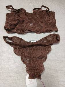 lot 47985 image: Avidlove Lingerie Sets for Women Sexy Lace 2 Piece Bra and Panty Sets V Neck Corset Tops Boudior Outfit (Brown, Small)