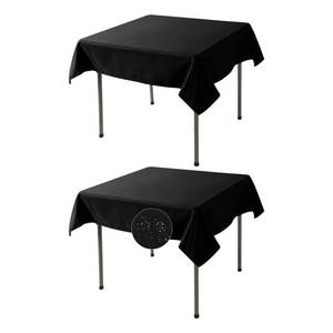 lot 47988 image: Fokitut 2 Pack Waterproof Square Tablecloth, 52x52 Inch, Stain Resistant and Wrinkle Polyester Table Cloth, Fabric Table Cover for Kitchen Dining, Wedding, Party, Holiday Dinner-Black