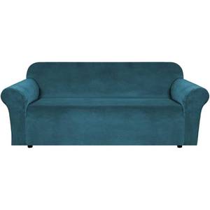 lot 47989 image: H.VERSAILTEX Stretch Velvet Sofa Covers for 3 Cushion Couch Covers Furniture Protector Soft with Non Slip Elastic Bottom, Crafted from Thick Comfy Rich Velour (Large Sofa 90-97, Deep Teal)