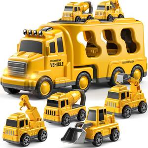 lot 47994 image: JUKUDAHU Trucks for Toddlers 2-4 Years 1-3 4-8 4-7 Boys Girls, 5 in 1 Construction Carrier Toy Trucks for Kids, Detachable Transport Trailer Toy, 1 Year Old Boy Gifts Birthday Toy