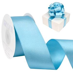 lot 48001 image: Kryvus Blue Satin Wired Ribbon, 1.5 inch X Continuous 10 Yards Luxury Double Faced Satin Ribbon with Wire Edge for Gift Wrapping, Wreaths, Flower Bouquet, Wedding Decorations, Home Decor
