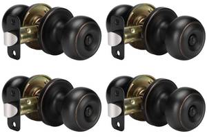 lot 48014 image: Goldenwarm Oil-Rubbed Bronze Interior Door Knobs, 4 Pack Interior Door Knobs Keyless Door Lock for Bedroom Bathroom, Privacy Bronze Door Knob Handle