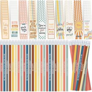 lot 48015 image: Inspirational Pencils Bookmarks Bulk for Kids 120 Set Back to School Student Gift from Teacher Boho Motivational Classroom Supplies for Teacher Elementary Positive Affirmation Gifts 240 peices