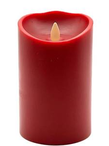 lot 48016 image: RAZ Imports INC Push Flame Flameless Battery Operated LED Pillar Candle Red 3.5x 5 for Home Decor, Holiday and Gift