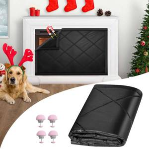 lot 48020 image: Magnetic Fireplace Draft Cover, Fireplace Blocker Blanket for Heat Loss, Indoor Fireplace Draft Stopper with 12 Magnets for Iron Frame, Blanket for Insulation Black 39 W x 28 H