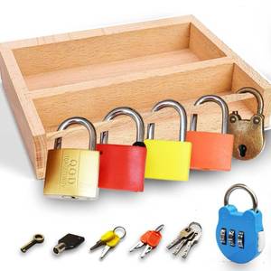 lot 48033 image: Inslat Montessori Lock and Key Toy Set for Toddlers, Educational STEM Lock Toys Matching Games Set with Wooden Tray for 3-5 Year Old Kids