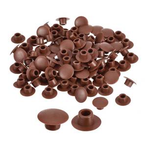 lot 54330 image: uxcell 100Pcs Screw Hole Plugs, 6mm(14) Dia Plastic Snap in Shelf Button Flush Type Caps for Furniture Cabinet Cupboard, Red Brown