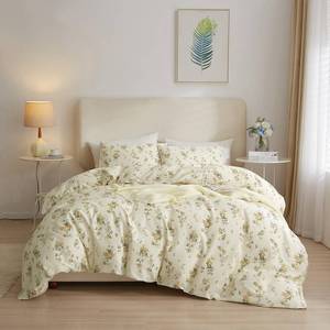 lot 55601 image: AMWAN Yellow Botanical Floral Duvet Cover Queen Chic Garden Bedding Sets Cotton Aesthetic Comforter Vintage Flower for Girls Women Cottagecore Set