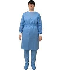 lot 27969 image: Disposable Isolation Gowns for Medical, Dental and Lab, Poly-Reinforced SMS Fabric, Level 3 Sterile, Latex-Free, Long Cuffed Sleeve, XXL, Blue - 1 Count