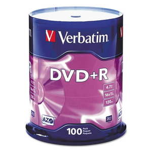 lot 8935 image: Verbatim 95098 120 Min 4.7 GB 16X DVD-R Recordable Disks Spindle  100 Pack