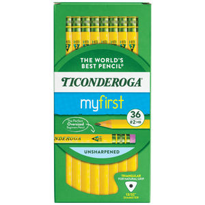 lot 8963 image: Ticonderoga My First Tri-Write Primary Size No. 2 Pencils with Eraser  Box of 36