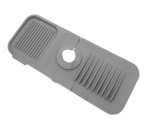 lot 4425 image: Faucet Mat for Kitchen Sink Deep Grey Splash Guard Drying Mat and Stable Material Easy to Install Keeps Countertop Clean and Dry for Home and Bathroom Use - Retail $12