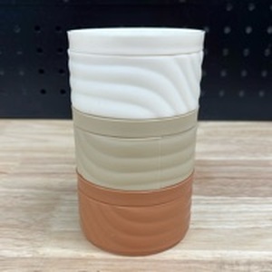 lot 4435 image: 3 Count Stackable Plastic Storage Containers. Each Container is 3 Inches Round 1 34 Inches Tall - Retail $0