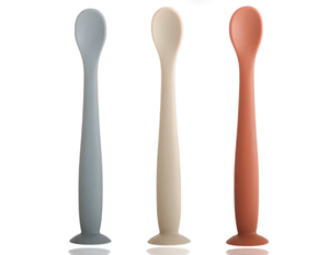 lot 4438 image: Baby Spoons, BEMEI Silicone Baby Spoons Self Feeding 6 Months, Soft & Gentle Textured Baby Feeding Spoon with Fixed Suction Cup, Dishwasher Safe. Colors May Vary  - Retail $0
